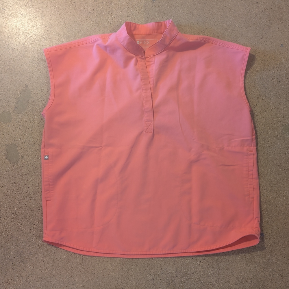 Figs Pink Sleeveless Blouse with Mandarin Collar